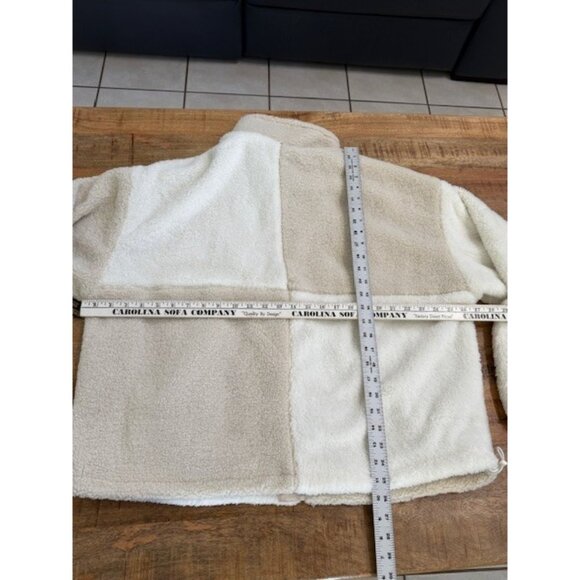 Vans Sherpa Lined Jacket Womens XL Fleece Avondale Cream Beige Full Zip Checker - Picture 9 of 14